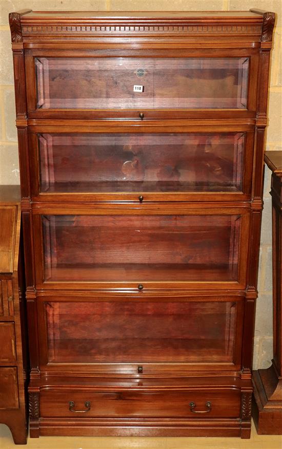 A Globe Wernicke mahogany four-section bookcase, width 90cm, depth 37cm, height 167cm